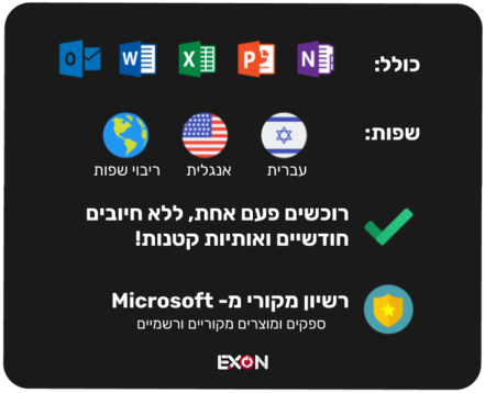 התכונות של רישיון אופיס 2019 לבית ולעסק