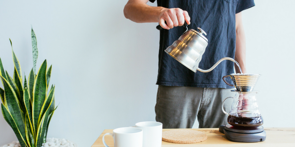 making coffee with a kalita wave pour over