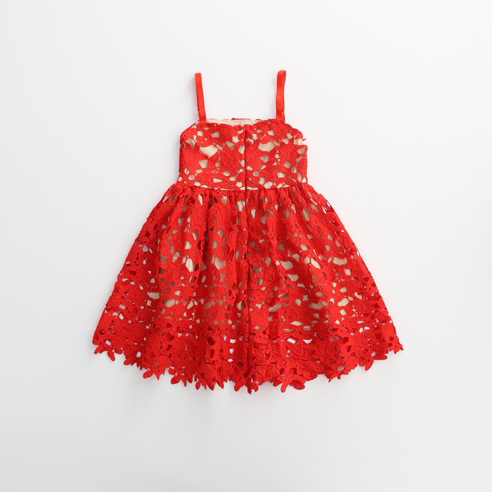 red eyelet dress
