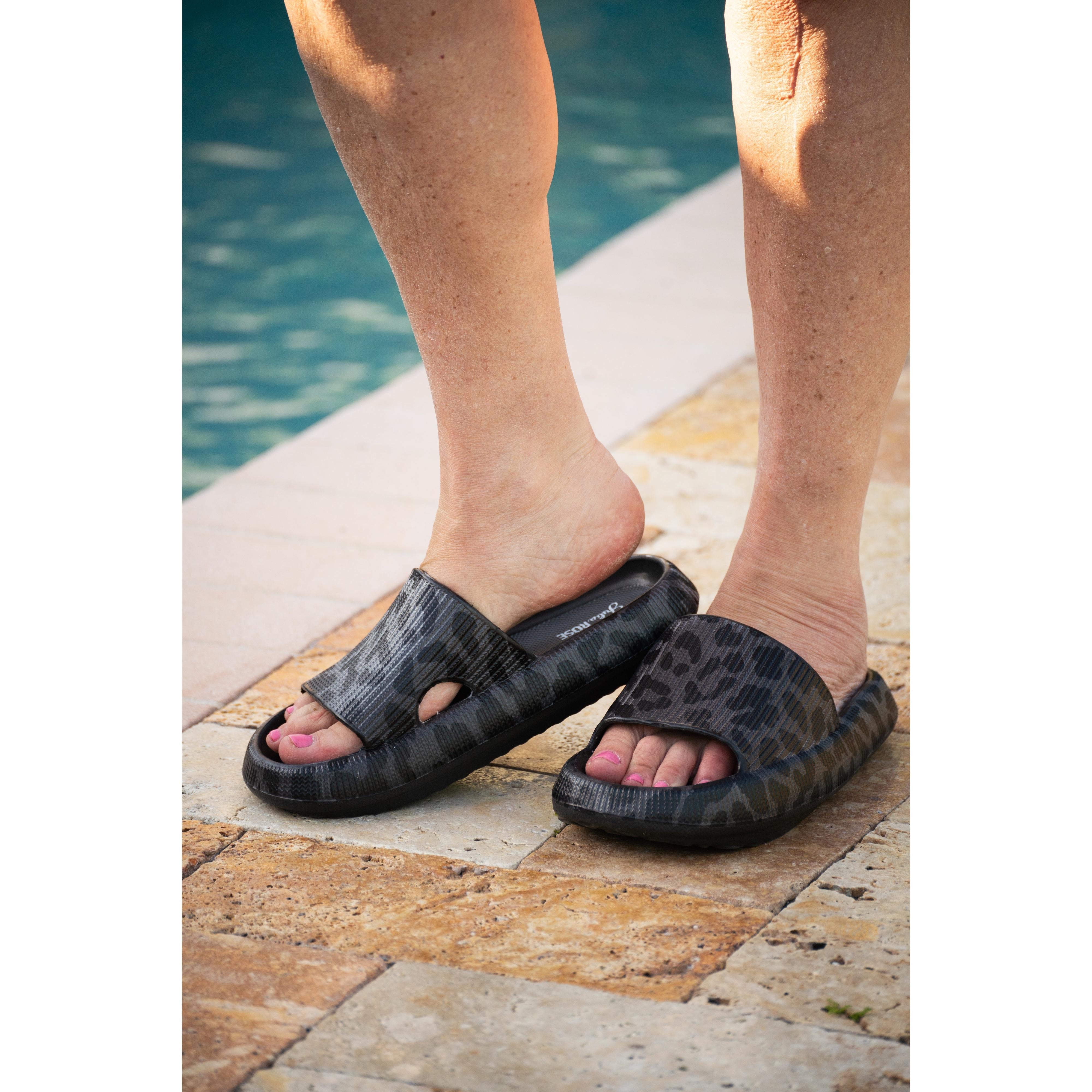 Ready to Ship | BLACK LEOPARD Insanely Comfy -Beach or Casual Slides
