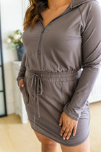 Load image into Gallery viewer, Getting Out Long Sleeve Hoodie Romper in Smoky Grey
