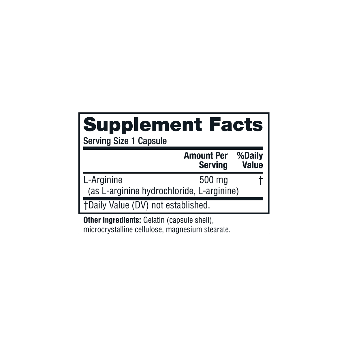 Supplement facts for Twinlab L-Arginine