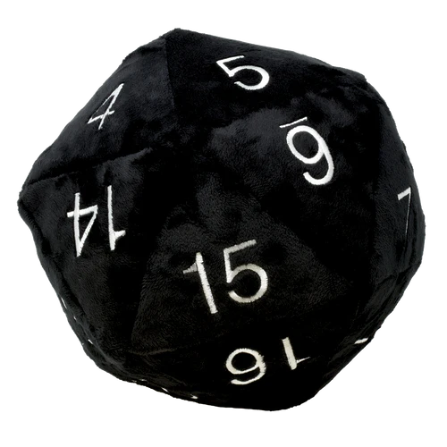 Jumbo D&D D20 Plush - Black with White