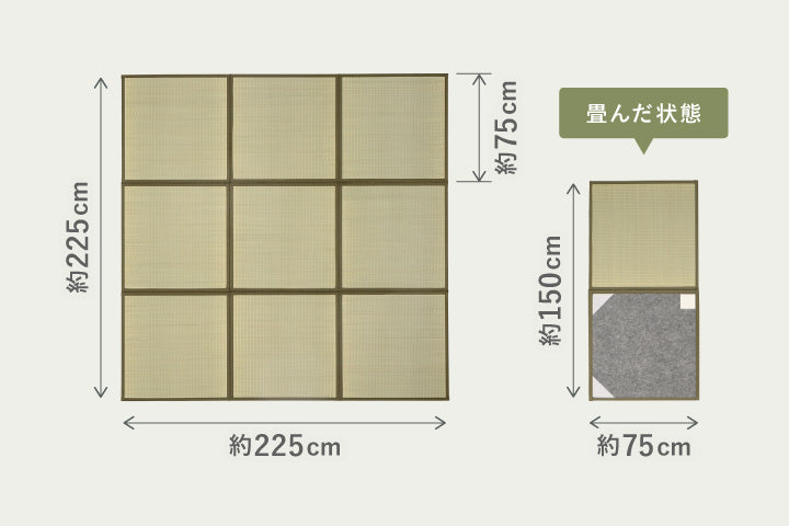 い草 畳める 隙間のない置き畳 鎌倉のサイズ