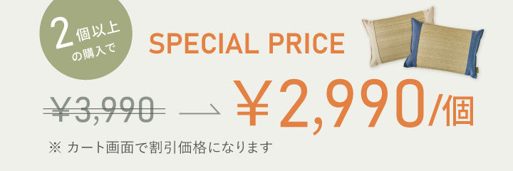 平枕 2個以上の購入で2,990円