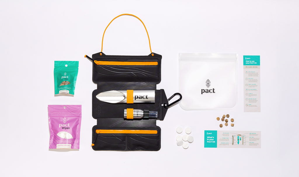 PACT Outdoors Bathroom Kit with all items laid out