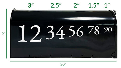 Mailbox decal size chart