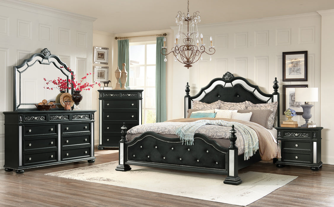 Diana Black Dresser Mirror and Bed Choose Your Size