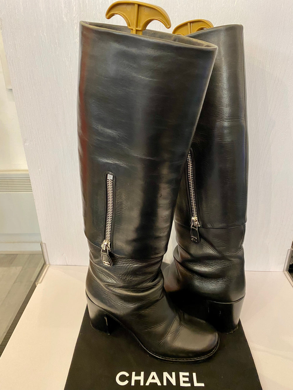 Chanel Black knee high boots uk 6 (EUR39) – Twice Loved Ltd