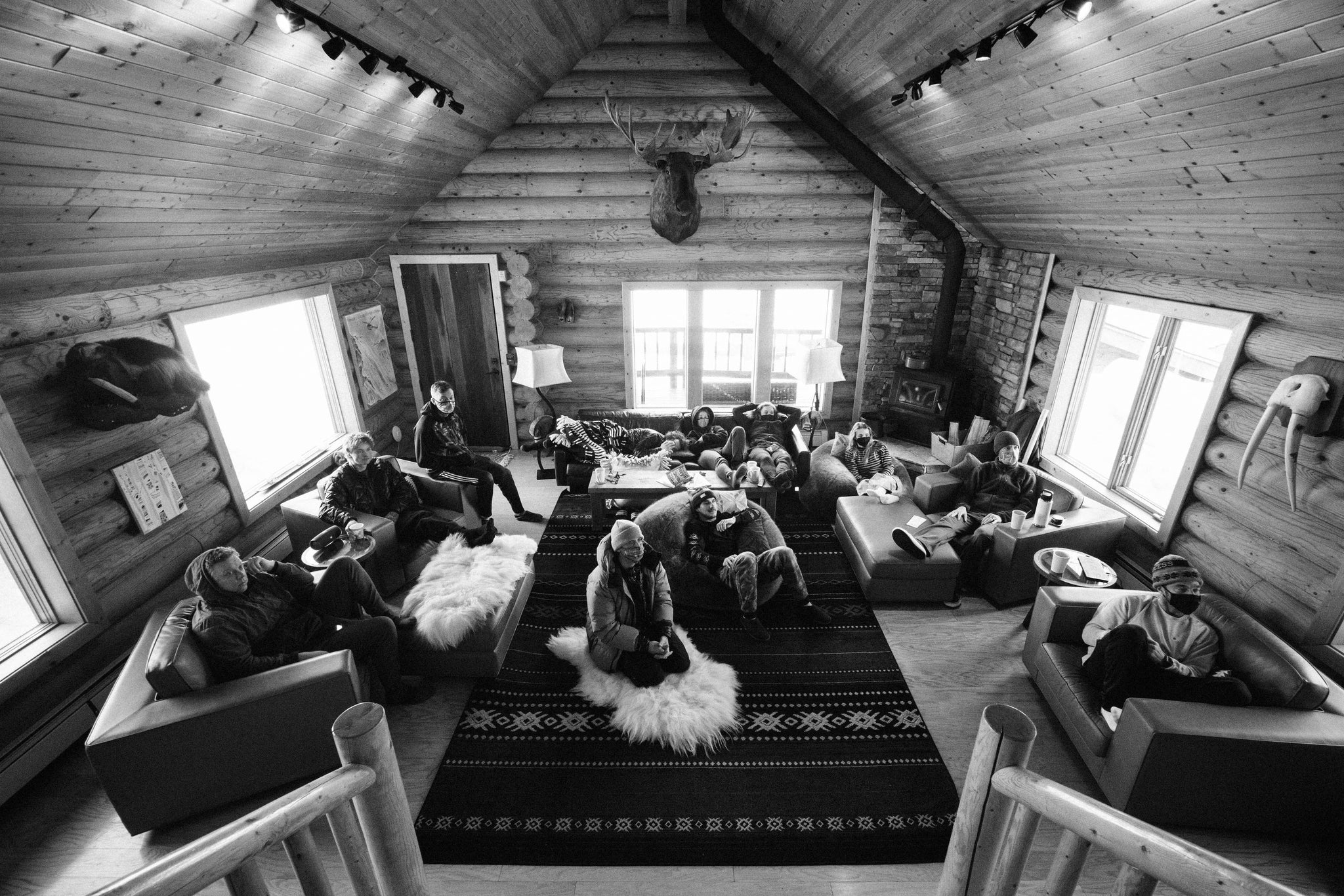 Crew in the lodge // p: Dean Blotto Gray/Natural Selection Tour/Red Bull Content Pool