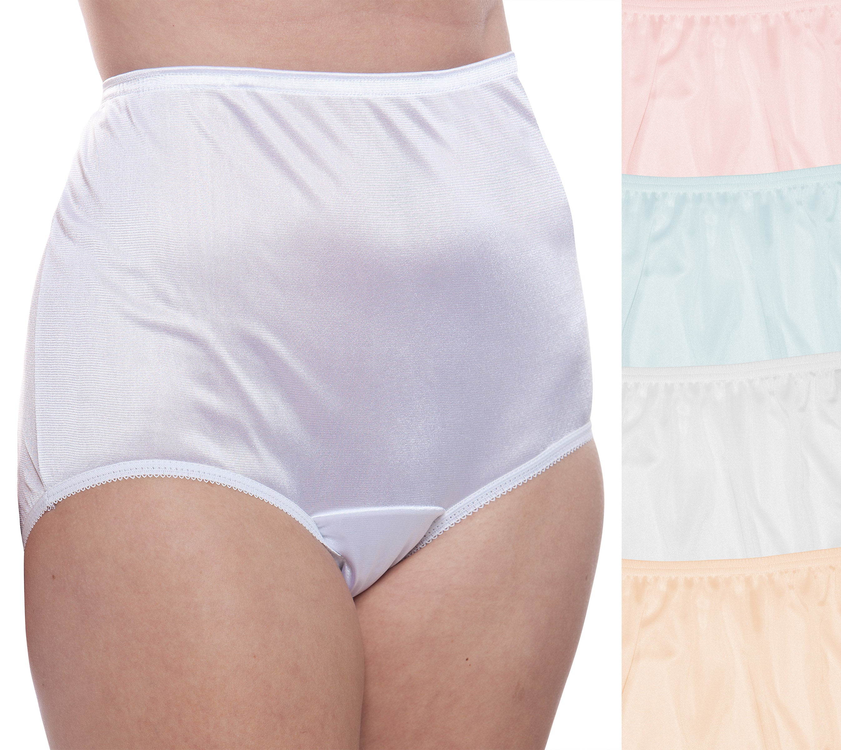 Size XL vintage style women underwear nylon panties soft briefs pastel  thailand