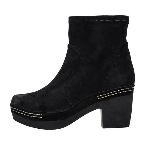 black suede clog boots