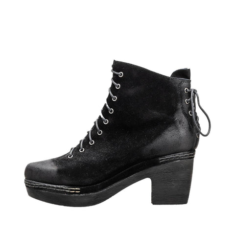 Lace up mid heel boots