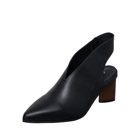 pointed v cut heeled shoes