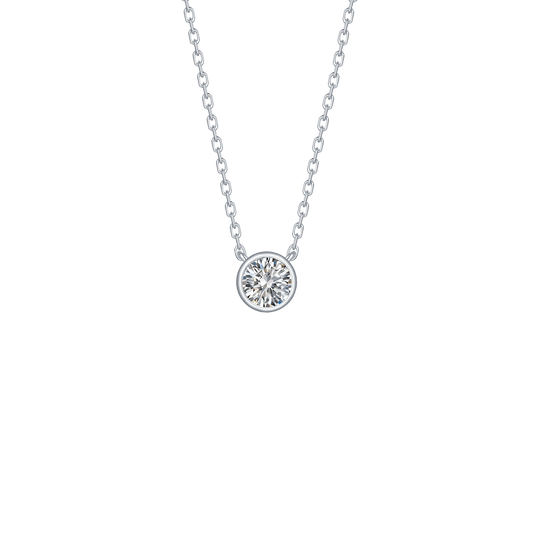 Lab Grown Diamond Necklace | 1 Carat Bezel Set Lab Grown Diamond Solitaire  Necklace