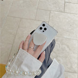 IPhone case con popscoket y cadena de perlas