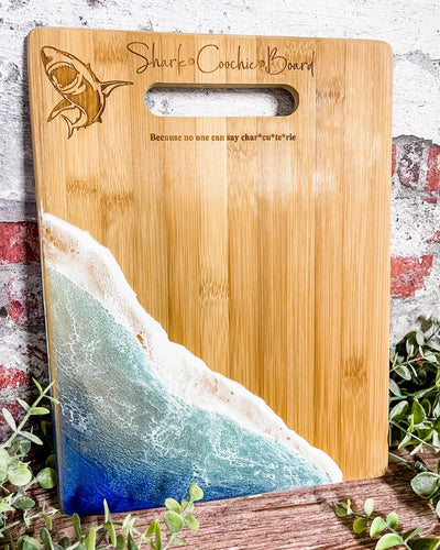 Resin Wave Handmade Wood Serving Tray, Ocean Inspired Charcuterie Boar -  Schafer Art Studio