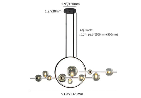 10 Heads Kitchen Island Chandelier Glass Globes