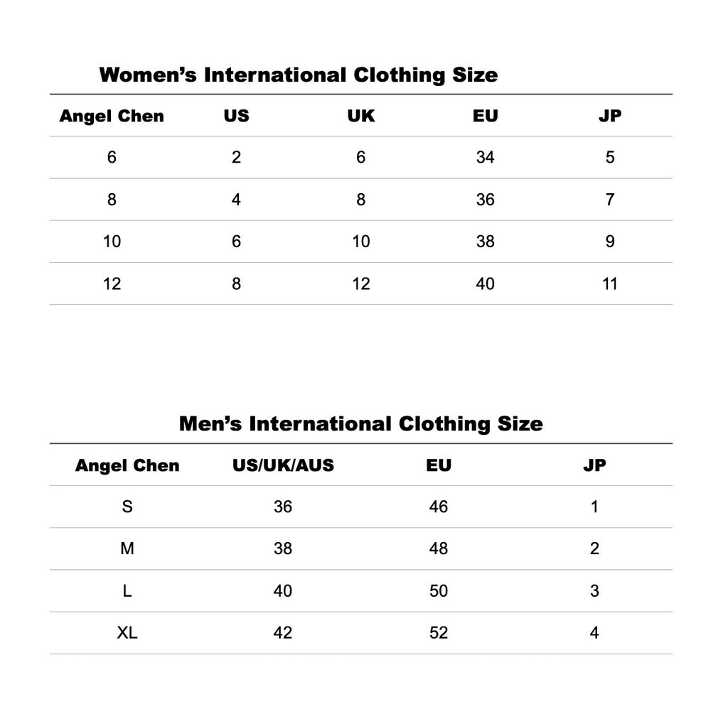 angel chen clothing size chart