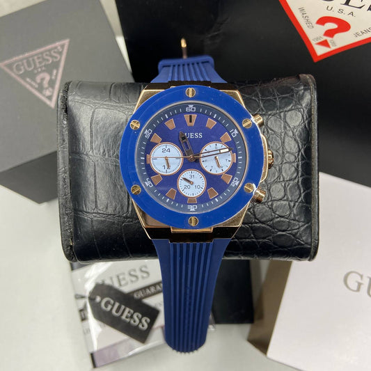 Guess GW0263G2 ROSE GOLD TONE SILICONE Heavni Global – WATCH CASE Brand Unisex BLUE