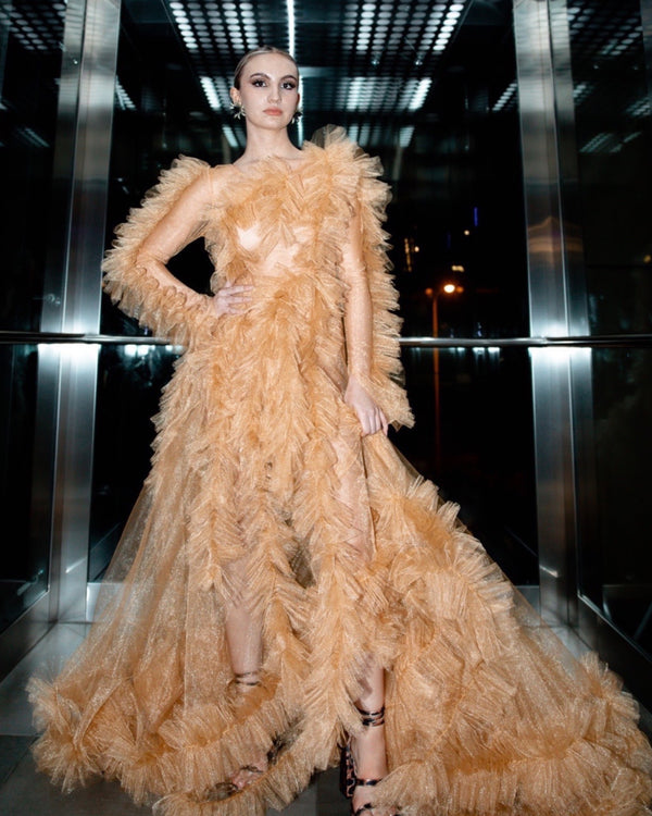 Whimsical Tulle Flounce Gown