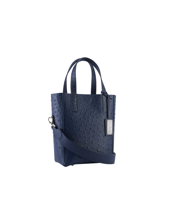 Dark Blue Ostrich | Mini Crossbody 'Ntombi' Tote