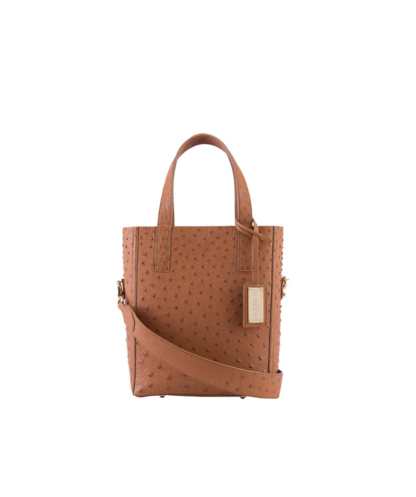 Cognac Ostrich | Mini Crossbody 'Ntombi' Tote