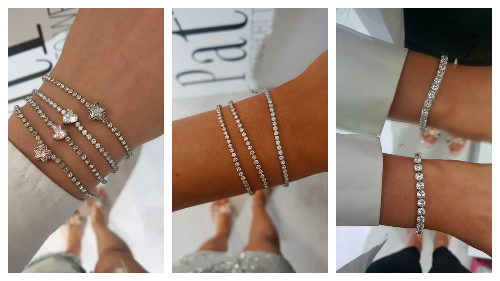 Tennisarmbänder mit Strasssteinen