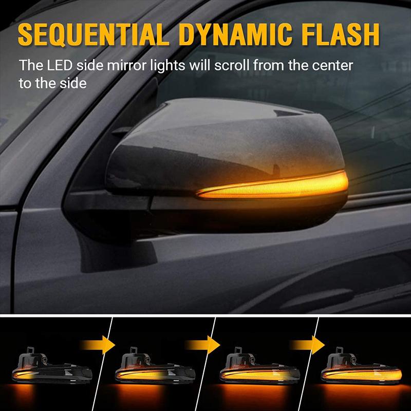 Sequential Dynamic Indicator Strip LED Side Mirror Turn Signal Lights for 2016-2020 Toyota Tacoma