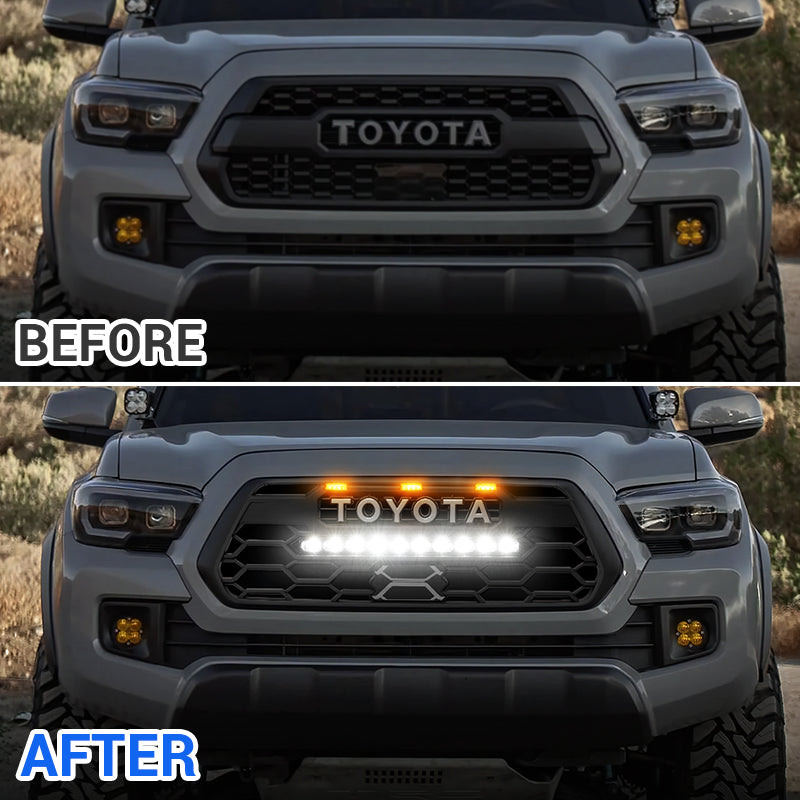 grille for toyota tacoma with white color light bar