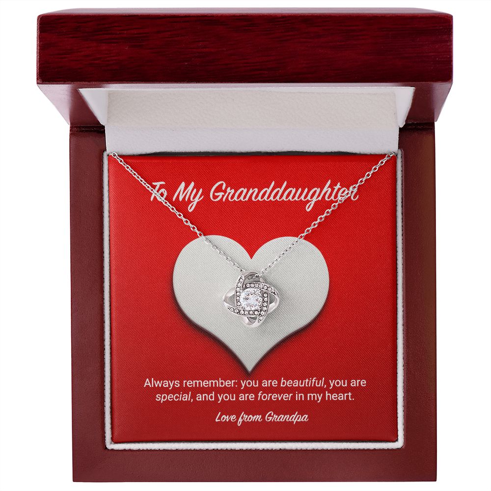 To My Granddaughter From Grandpa Love Knot Necklace | The Love Knot Shop