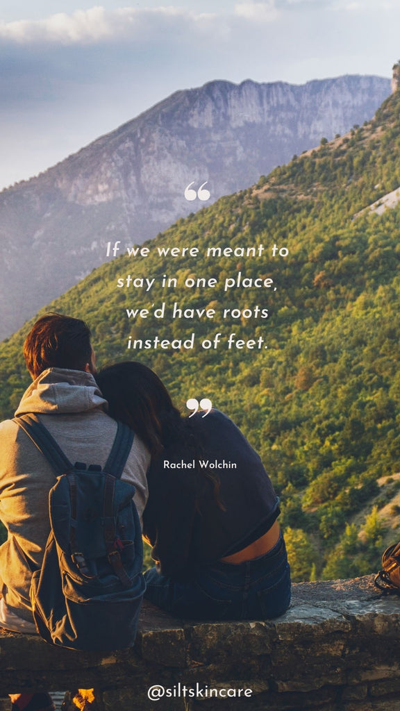 inspirational travel quote couple hiking mountain