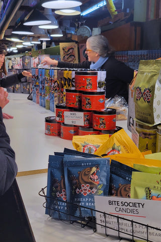 Lendy, one of our founders handing out cookie samples at Pike Place Market in Seattle, WA