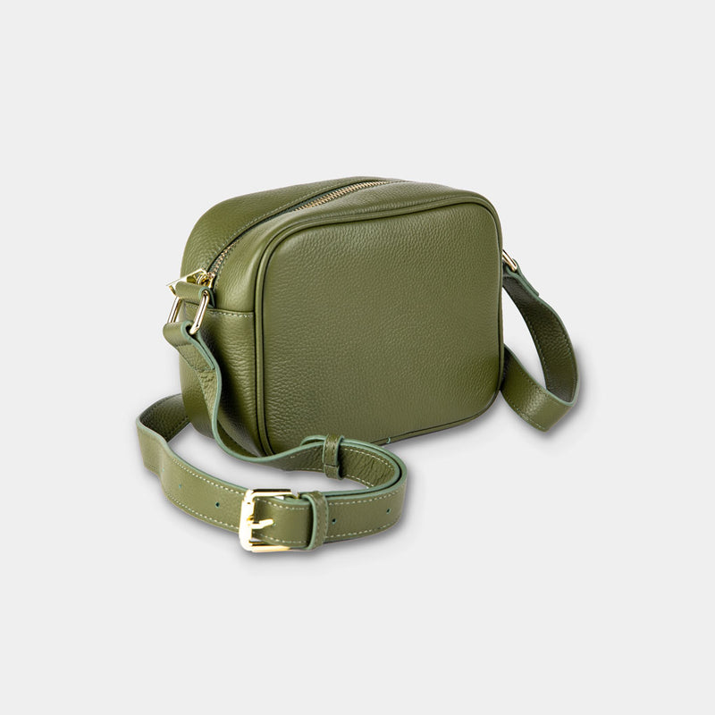 Olive Green Pebble Grain Cross Body Bag – bozok