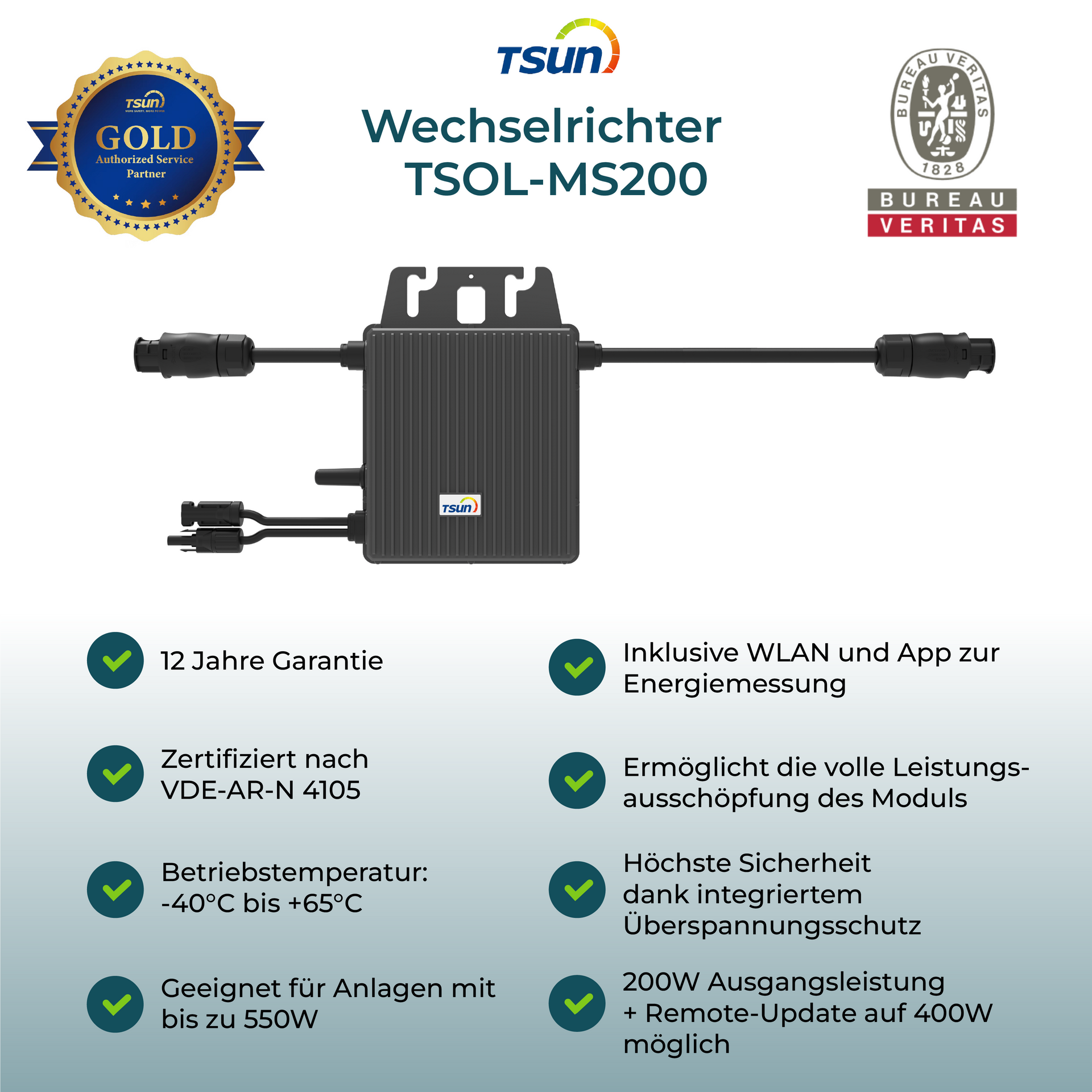 TSUN Mikro Wechselrichter TSOL-MS200 - PluginEnergy