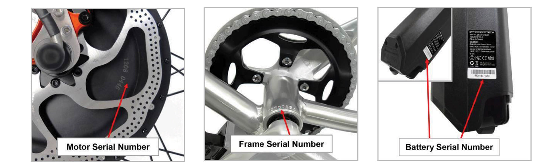 Image of Bike motor, frame, and battery.