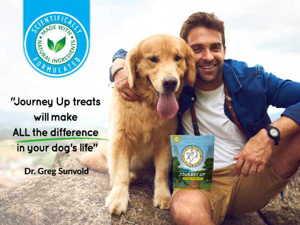 HappyTails Canine Wellness Journey Up natural Dog Jerky treats made in USA immune digestive skin coat healthy aging dr greg sunvold