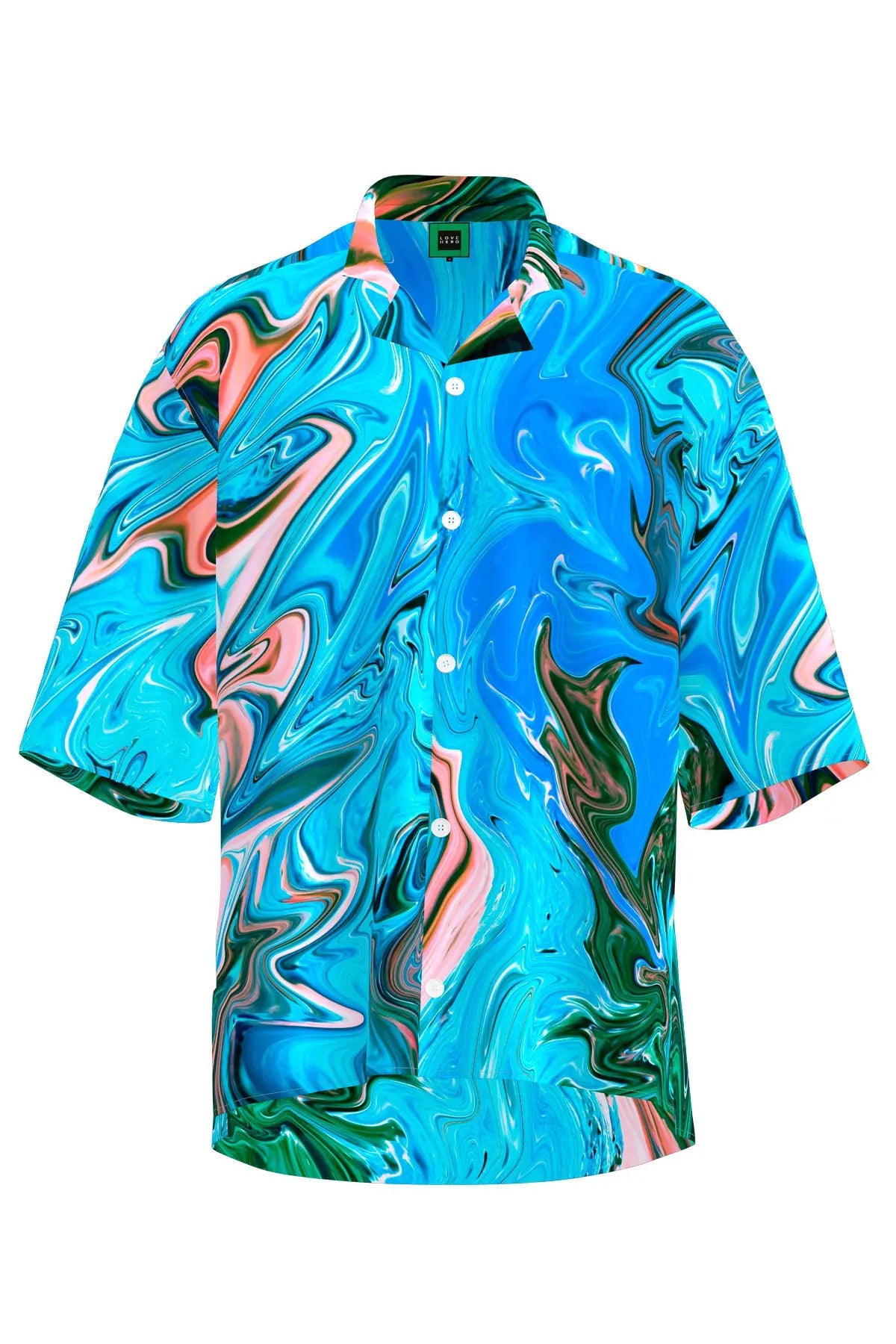 CUBAN COLLAR SHIRT IN PAINT STROKE – LOVE HERO SUSTAINABLE FASHION