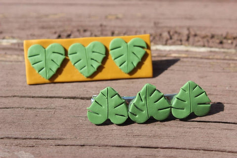 Monstera Hair Pin, Clay Hair Clip, Monstera Hair Clip, Clay Barrette, Plant Jewelry, Botanical Hair Clip, Cottagecore Clay, Plant Lover Gift