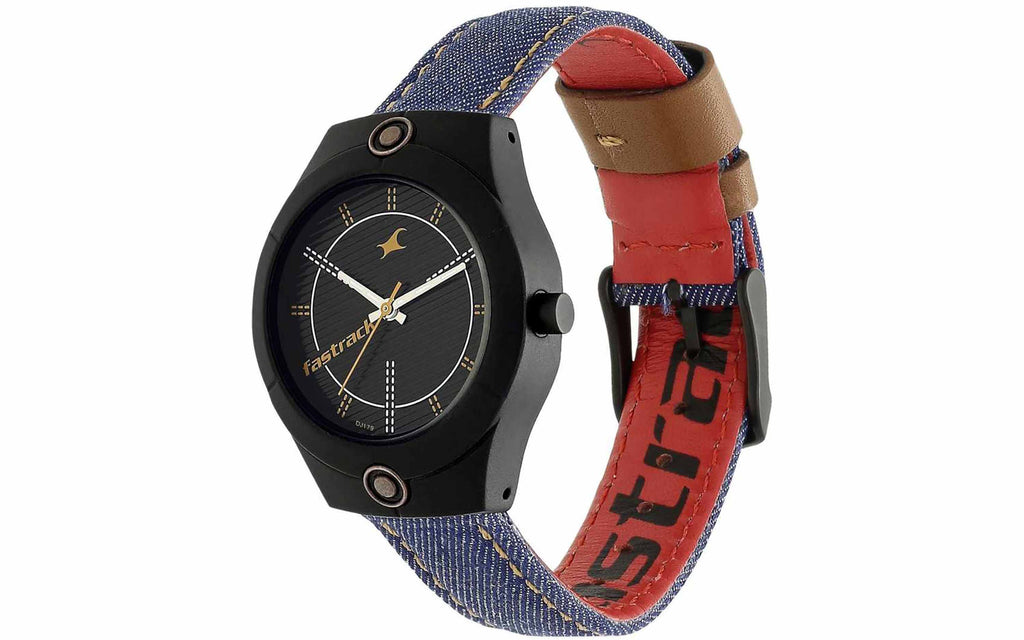 Fastrack Denim Analog & Digital Orange Dial Men's Watch 38034NL01