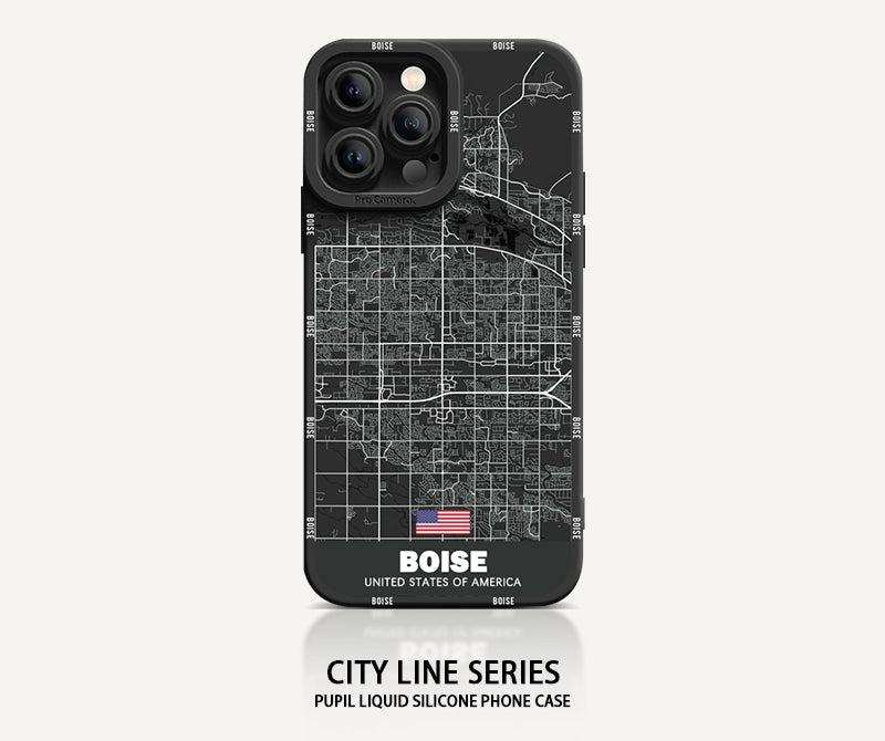 iPhone 14 Series  City Line Map Series Pupil Liquid Silicone Phone Ca –  DECONE