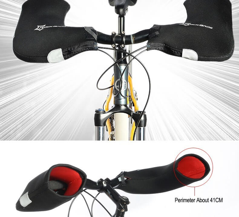ROCKBROS Handlebar Mittens designed for cold weather, providing windproof protection for MTB handlebars to keep your hands warm and comfortable during rides.