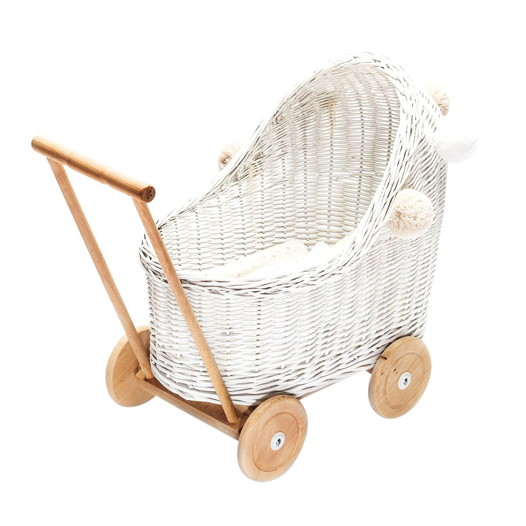 wicker doll stroller