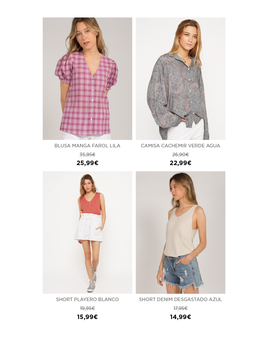 Rebajas en blusas y shorts de verano