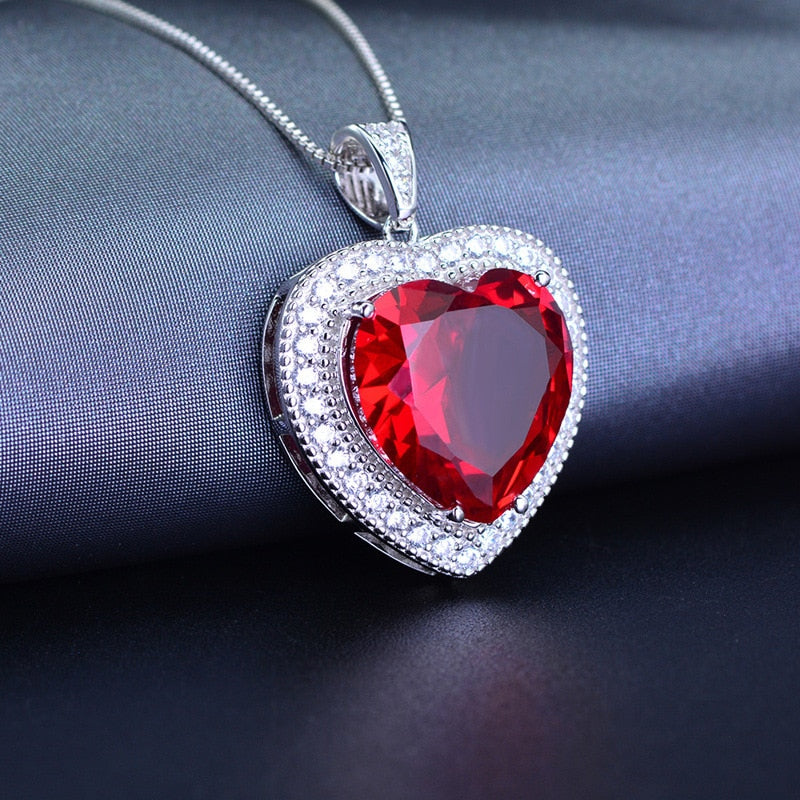 Sterling Silver Ruby Heart Necklace – Halo’s London