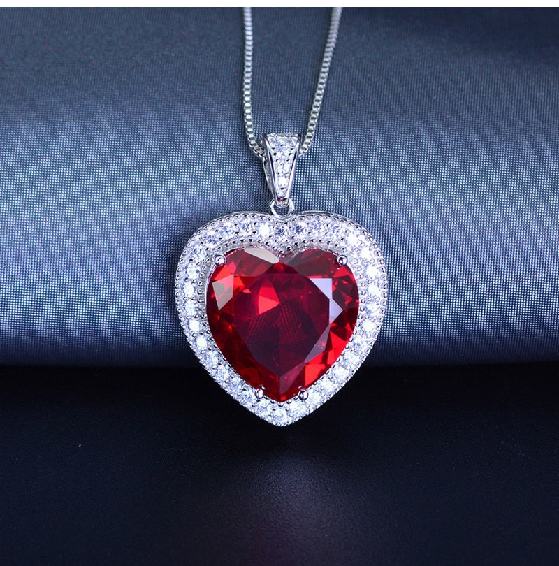 Sterling Silver Ruby Heart Necklace – Halo’s London