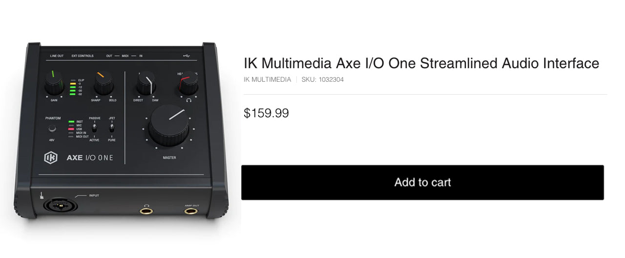 IK Multimedia Axe I/O One Streamlined Audio Interface