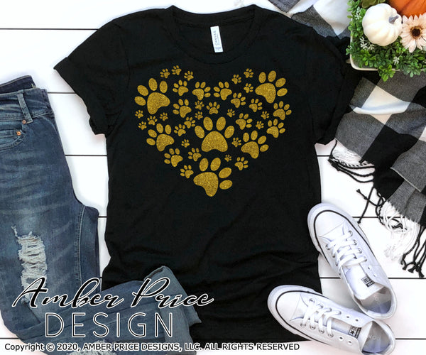 Paw Print Heart SVG design