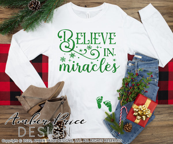 Believe In Miracles Svg Christmas Pregnancy Ivg Infertility Rainbow Ba Amberpricedesign