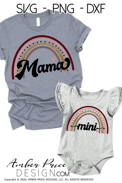 Download Mama Mini Svg Retro Boho Rainbow Svg Matching Mom And Daughter Png Dxf Amberpricedesign